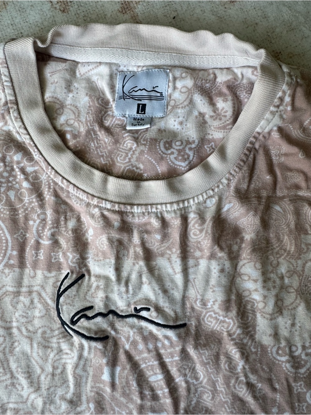 Men's Printed Crew Neck Shirt in Light Beige
